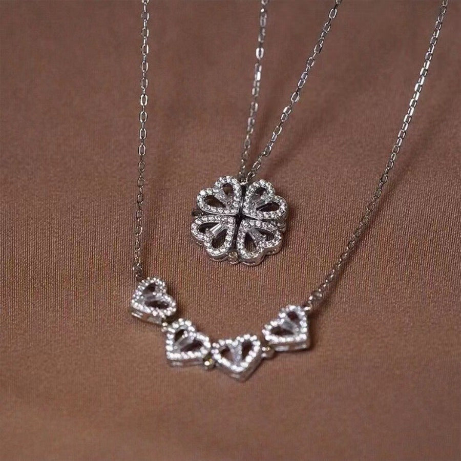 Women's Four-Leaf Clover Pendant Necklace in Three Colors Synthetic Zircon Jewelry
