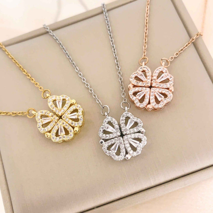 Women's Four-Leaf Clover Pendant Necklace in Three Colors Synthetic Zircon Jewelry