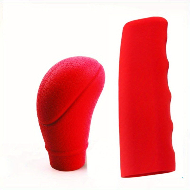 2pcs Silicone Gear Shift Knob Cover and Handbrake Grip Set Universal Non-Slip Auto Interior