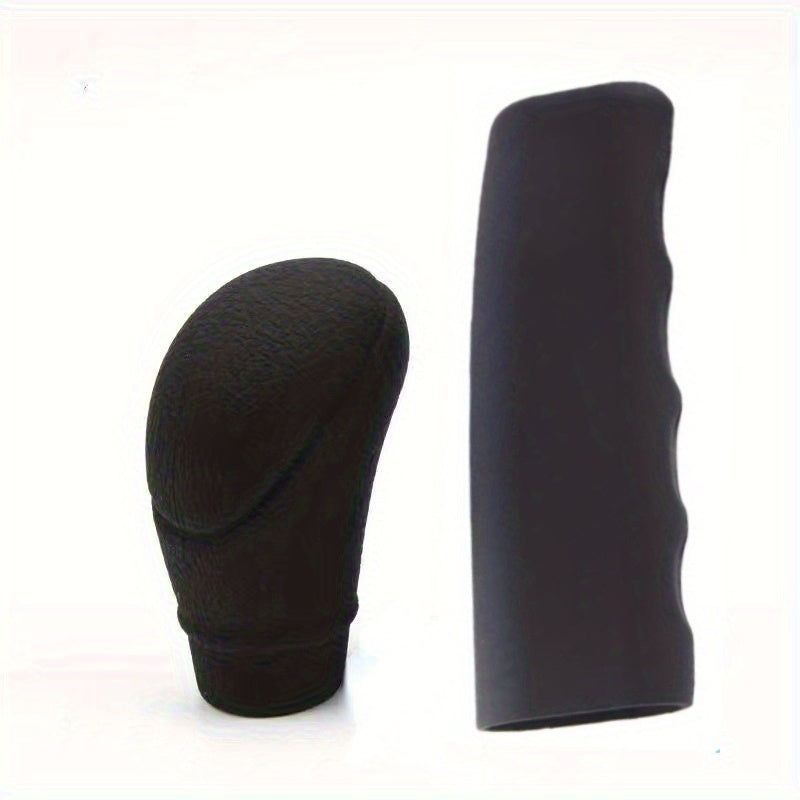 2pcs Silicone Gear Shift Knob Cover and Handbrake Grip Set Universal Non-Slip Auto Interior