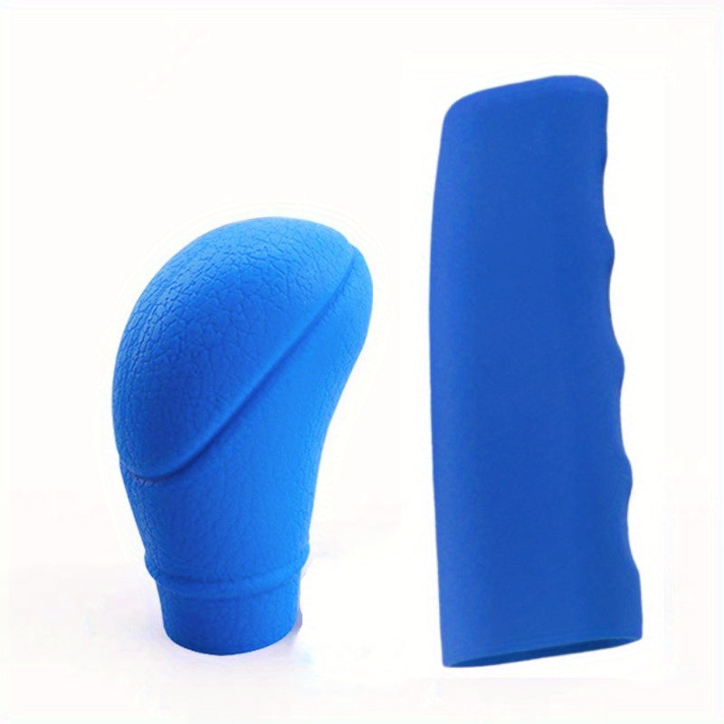 2pcs Silicone Gear Shift Knob Cover and Handbrake Grip Set Universal Non-Slip Auto Interior