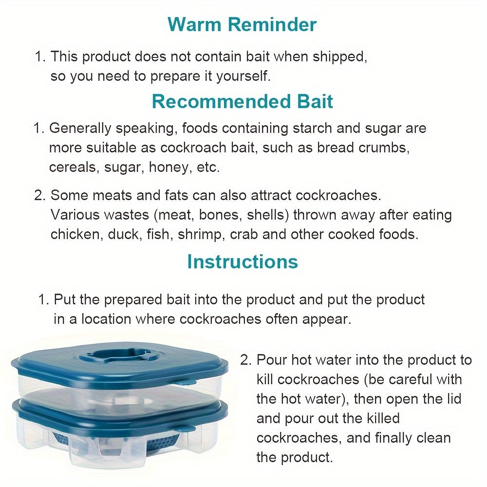 Reusable Plastic Cockroach Trap Box for Kitchen and Garden Insect Catcher