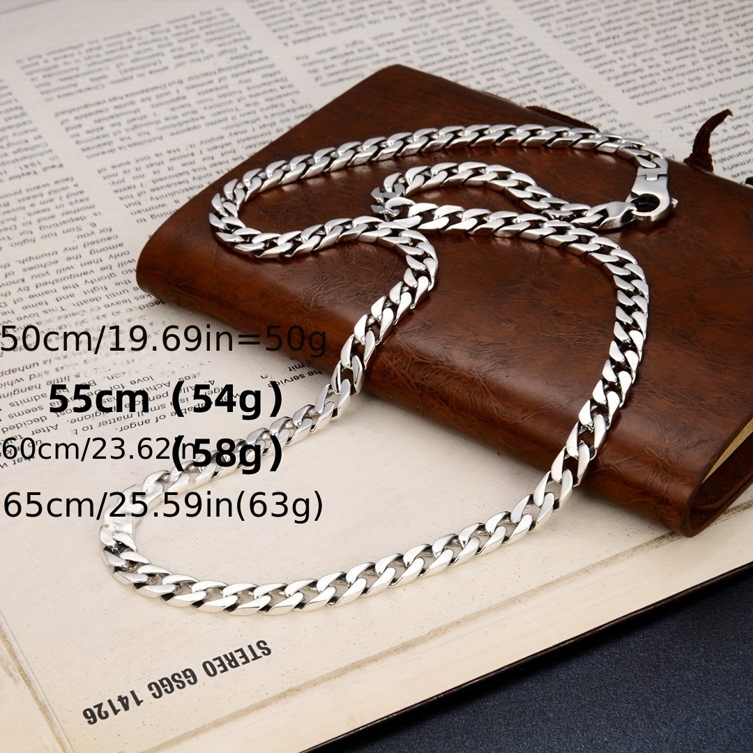 Sterling Silver Cuban Link Chain Necklace for Men Hypoallergenic Stylish Hip Hop Jewelry
