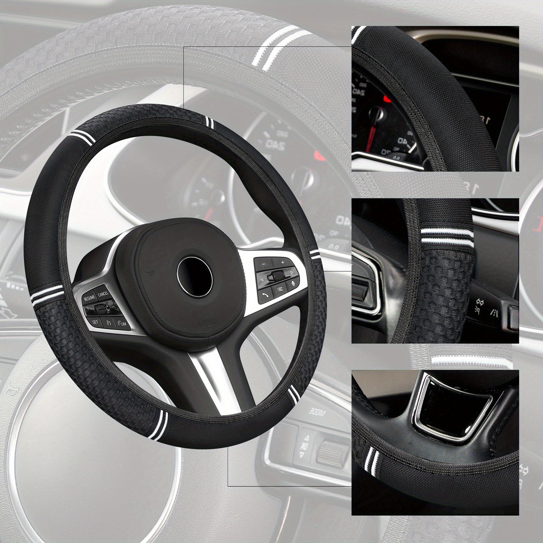 Universal Elastic Leather Steering Wheel Cover Non-Slip Sweat-Proof
