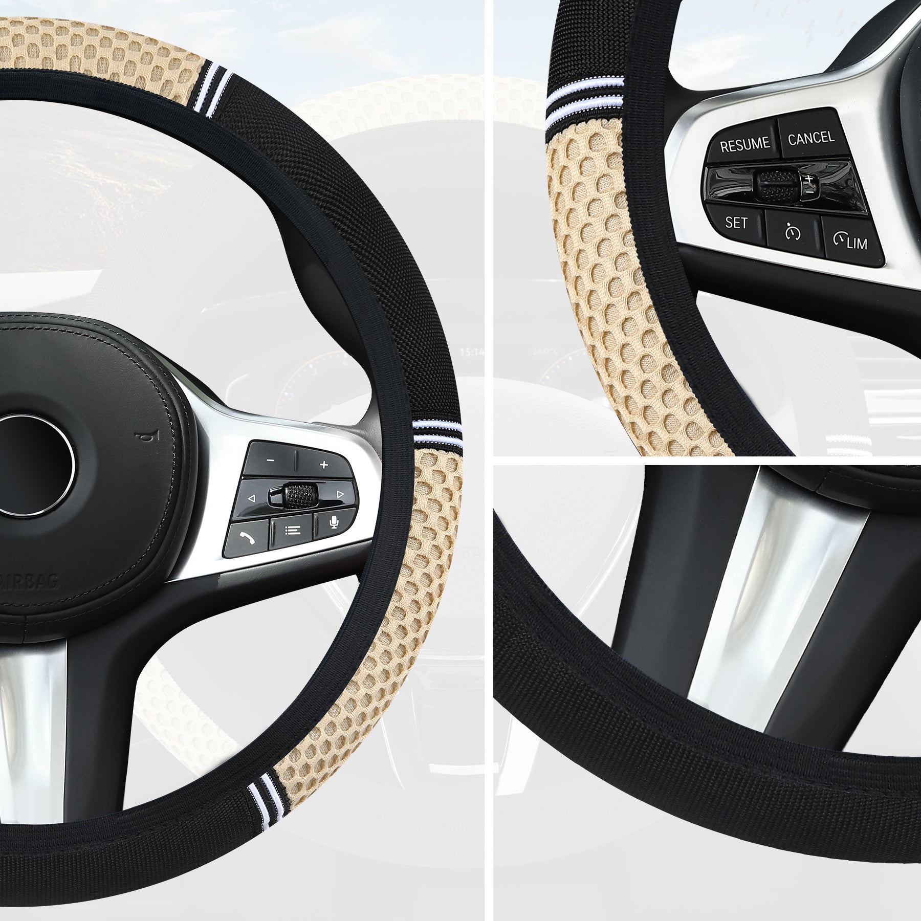 Universal Elastic Leather Steering Wheel Cover Non-Slip Sweat-Proof