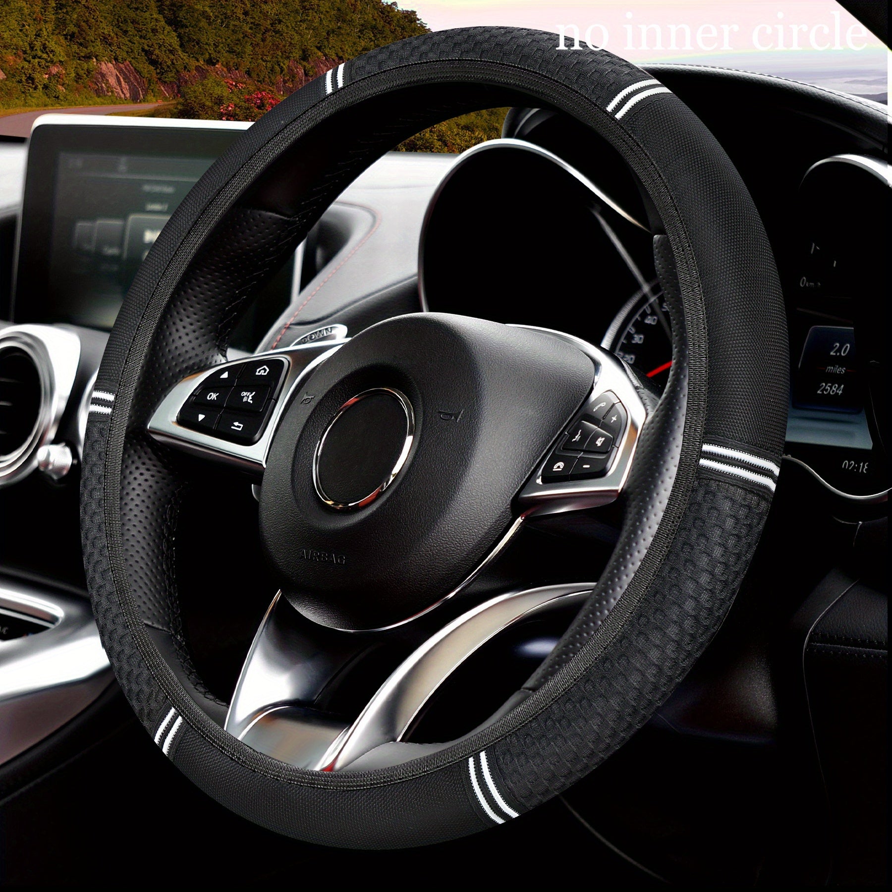 Universal Elastic Leather Steering Wheel Cover Non-Slip Sweat-Proof