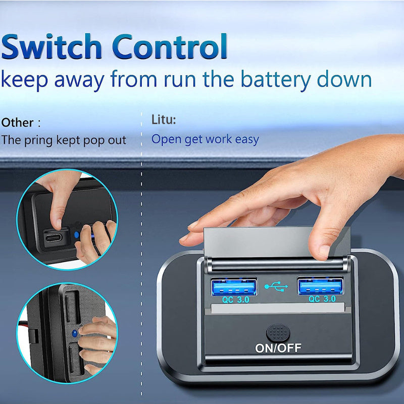 12V RV Морская лодка Грузовик USB настенная розетка с двойной быстрой зарядкой QC3.0