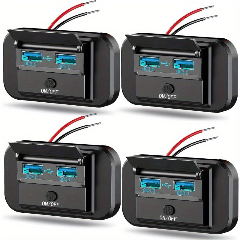 Enchufe de pared USB para barco, autocaravana y camión de 12V con carga rápida dual QC3.0