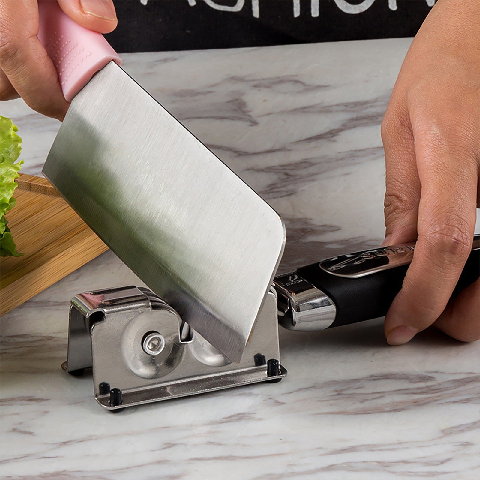 Stainless Steel Manual Knife Sharpener for Kitchen Utensils Long-Lasting