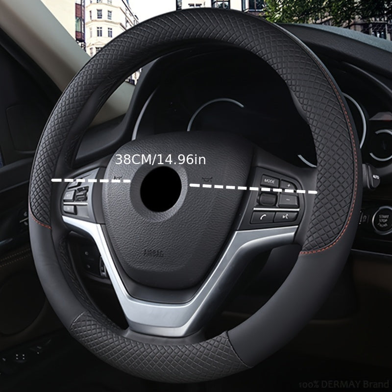 Universal PU Leather Steering Wheel Cover Anti-Slip Grip Four Seasons