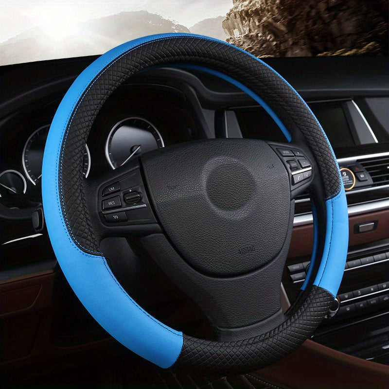 Universal PU Leather Steering Wheel Cover Anti-Slip Grip Four Seasons