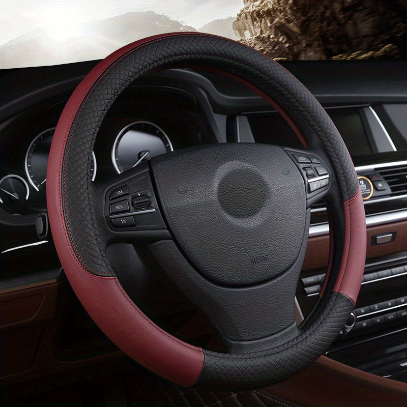 Universal PU Leather Steering Wheel Cover Anti-Slip Grip Four Seasons
