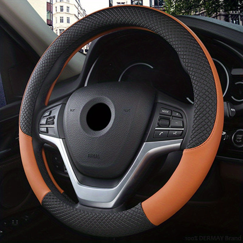 Universal PU Leather Steering Wheel Cover Anti-Slip Grip Four Seasons
