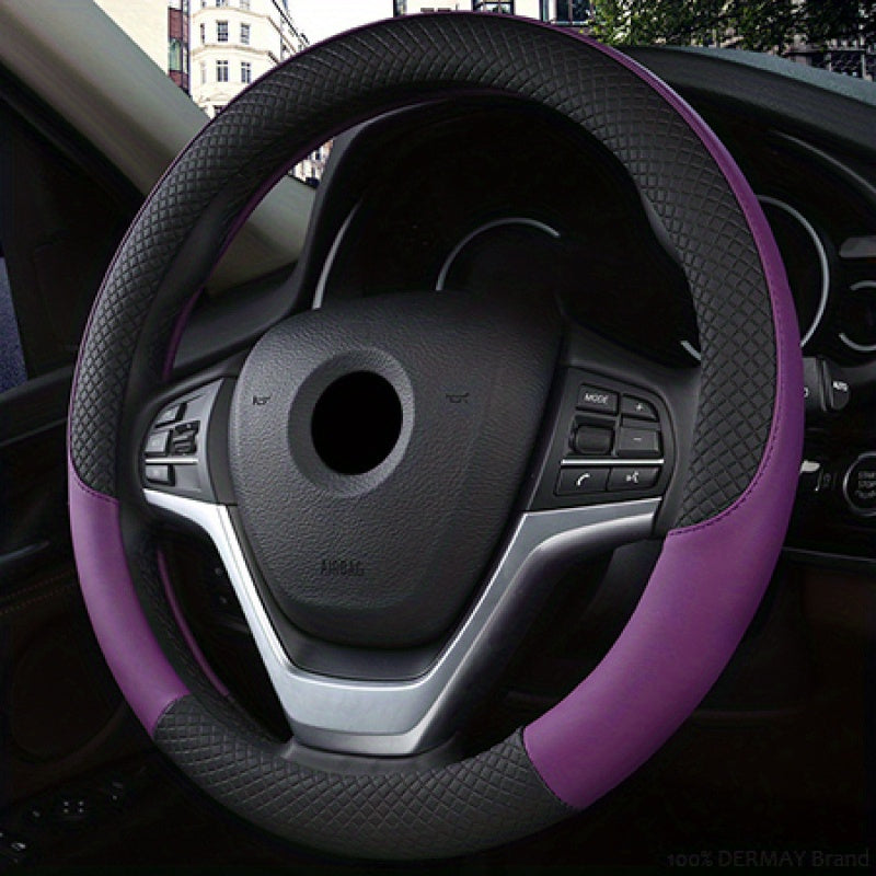 Universal PU Leather Steering Wheel Cover Anti-Slip Grip Four Seasons