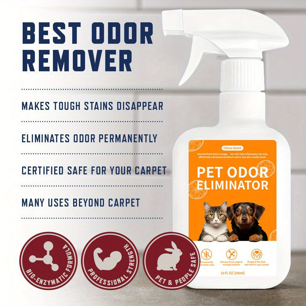 Enzymatic Pet Odor Eliminator Spray for Dog and Cat Urine Stains and Smells 10oz for Carpets Upholstery Hardwood Tile Artificial Grass