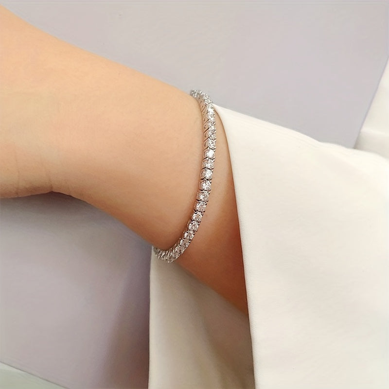 Sterling Silver Moissanite Bracelet 0.5 Carat Round Jewelry for Women