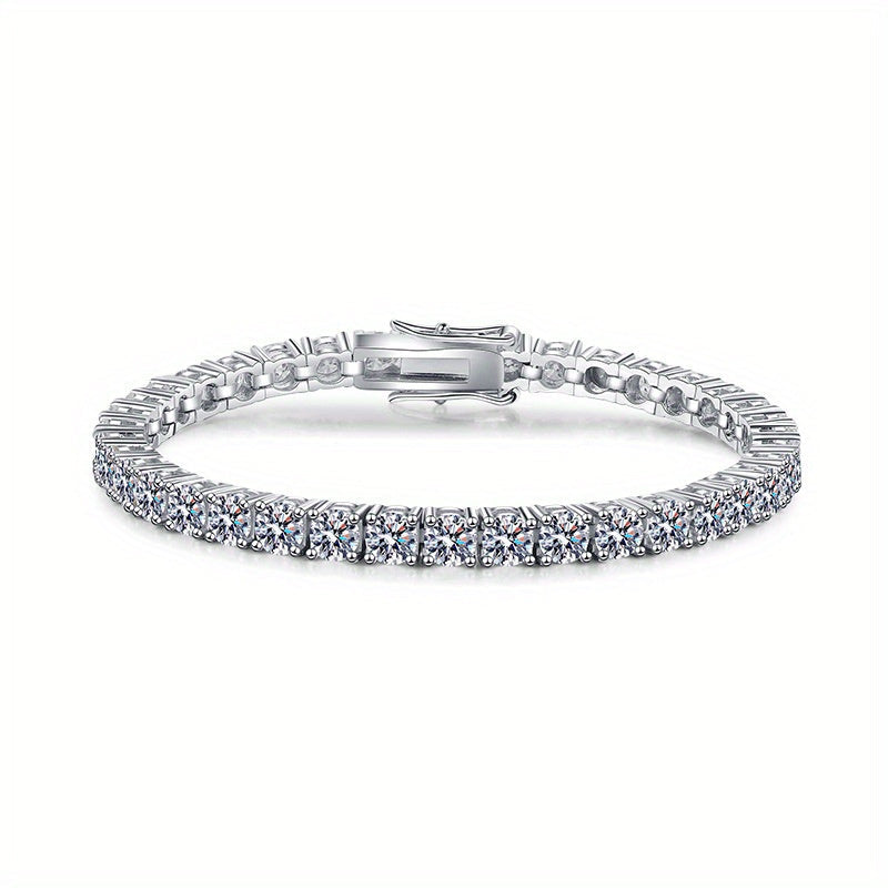 Sterling Silver Moissanite Bracelet 0.5 Carat Round Jewelry for Women
