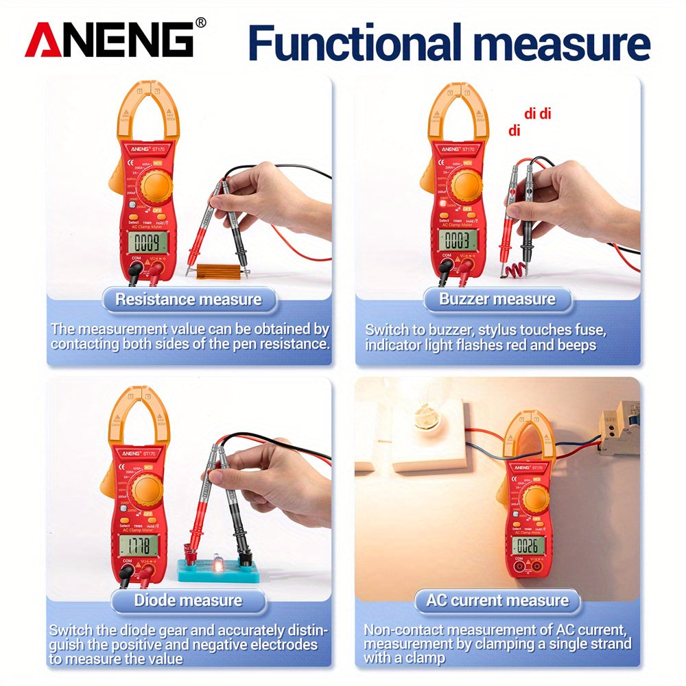 Non-Contact Clamp Meter for AC Current Measurement with NCV Detection