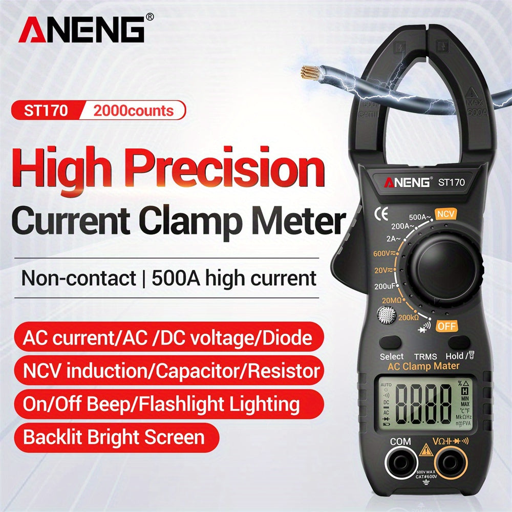 Non-Contact Clamp Meter for AC Current Measurement with NCV Detection