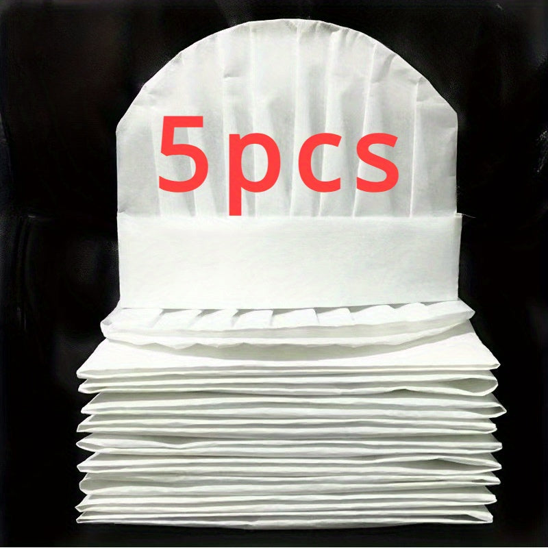 Bir martalik to'qilmagan qog'oz oshpaz shlyapkalari 5 yoki 10 ta paket nafas oladigan yuqori poyafzal oshxona bosh kiyimlari