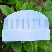 Bir martalik to'qilmagan qog'oz oshpaz shlyapkalari 5 yoki 10 ta paket nafas oladigan yuqori poyafzal oshxona bosh kiyimlari