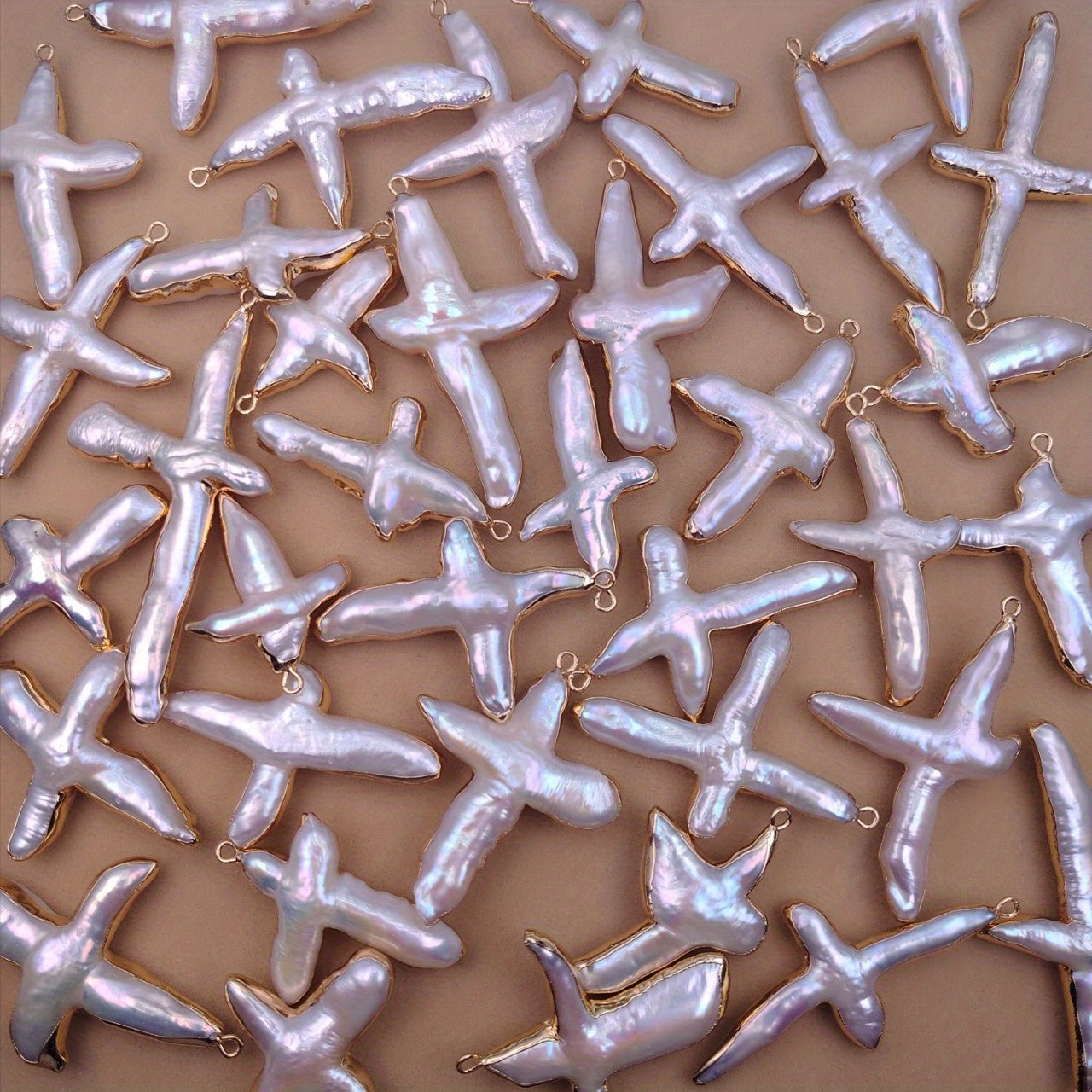 Colgante de perla de agua dulce estilo barroco con diseño de barra cruzada para joyería DIY