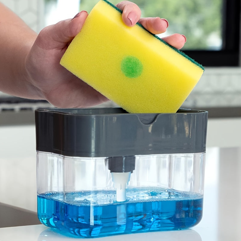 Plastic Kitchen Soap Dispenser Set with Leak-Proof Pump and Sponge Holder