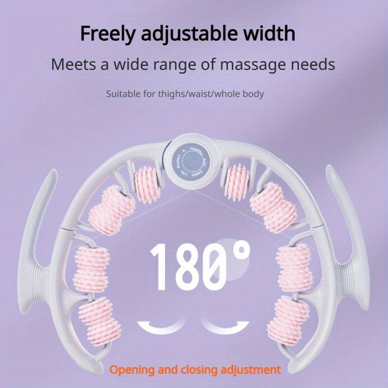 14 g'ildirakli va oyoq qisqichi bilan yoga fitness roliki, pushti va kulrang rangda. Uyda mashq qilish, mushak massaji va samaradorlikni oshirish uchun ideal. Ergonomik dizayn, xavfsiz oyoq qisqichi bilan.