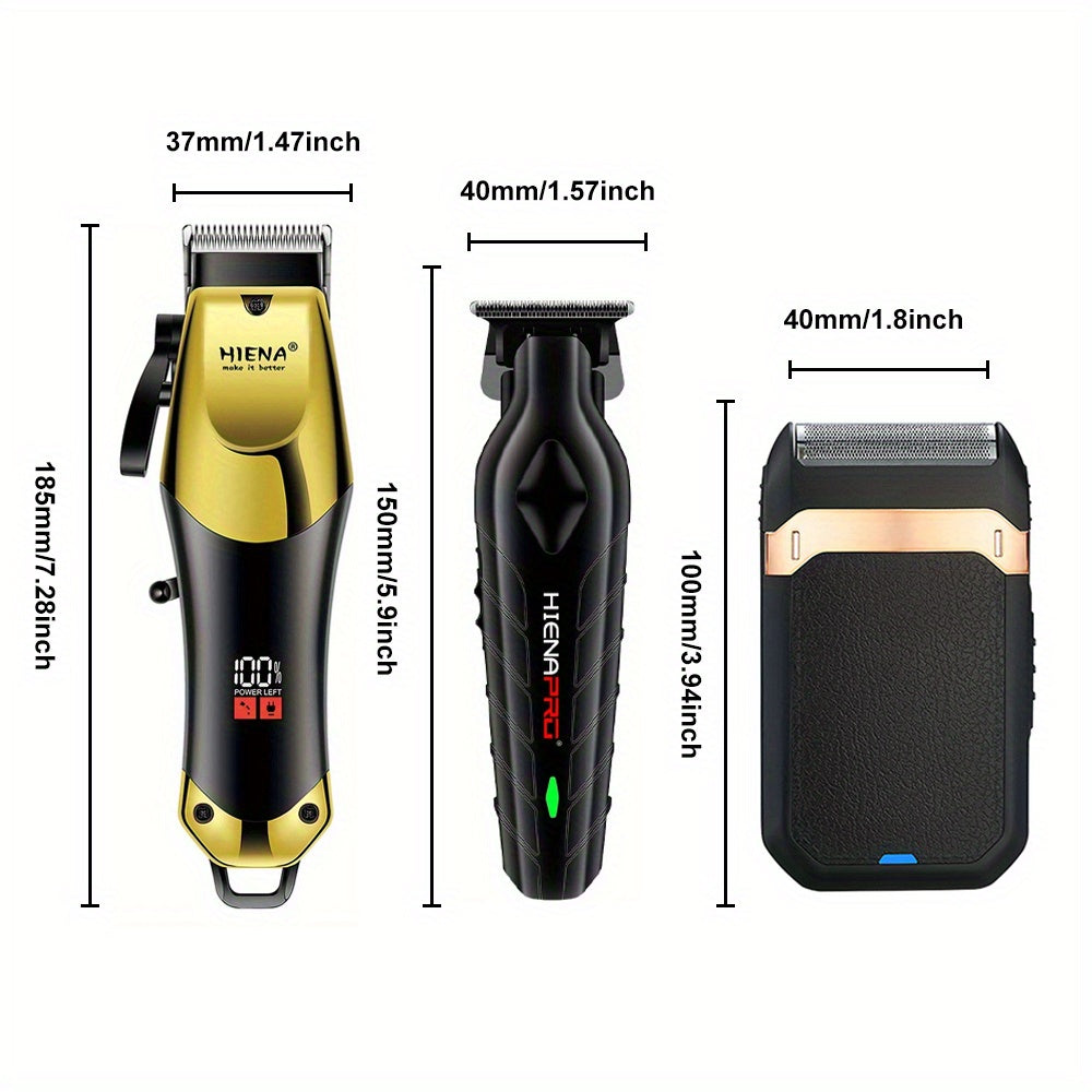 Cordless Men’s Hair Clipper Set with Beard and Nose Trimmers Rechargeable Lithium Battery