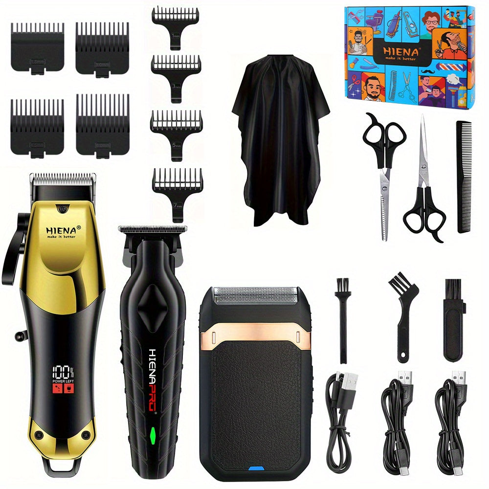 Cordless Men’s Hair Clipper Set with Beard and Nose Trimmers Rechargeable Lithium Battery