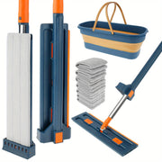 360° Rotating Microfiber Mop and Bucket Set for Wet Dry Cleaning with 7 Pads