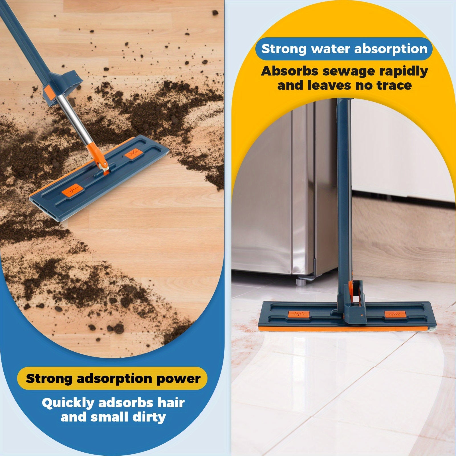 360° Rotating Microfiber Mop and Bucket Set for Wet Dry Cleaning with 7 Pads