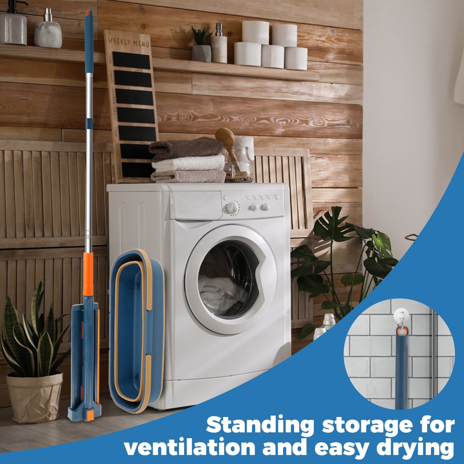 360° Rotating Microfiber Mop and Bucket Set for Wet Dry Cleaning with 7 Pads