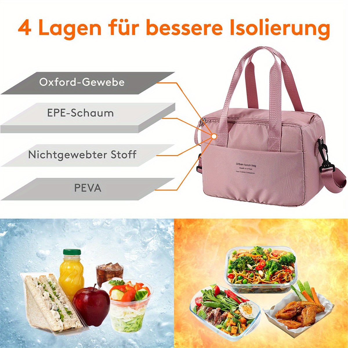 Insulated Lunch Bag Durable Oxford Cloth Portable Food Cooler for Camping Picnics