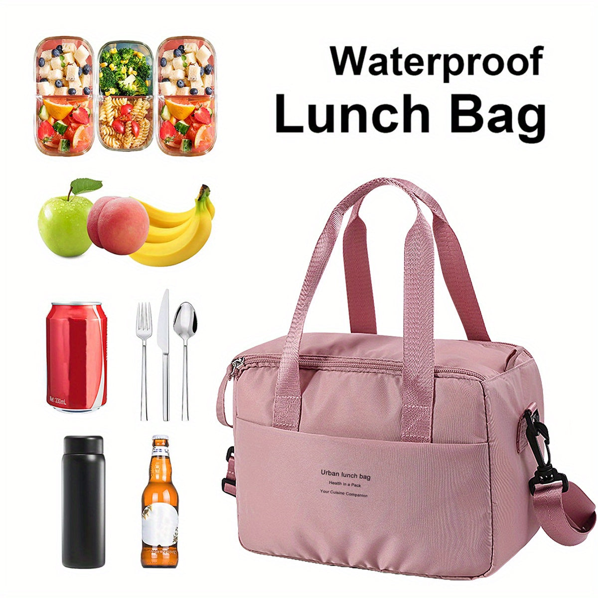 Insulated Lunch Bag Durable Oxford Cloth Portable Food Cooler for Camping Picnics
