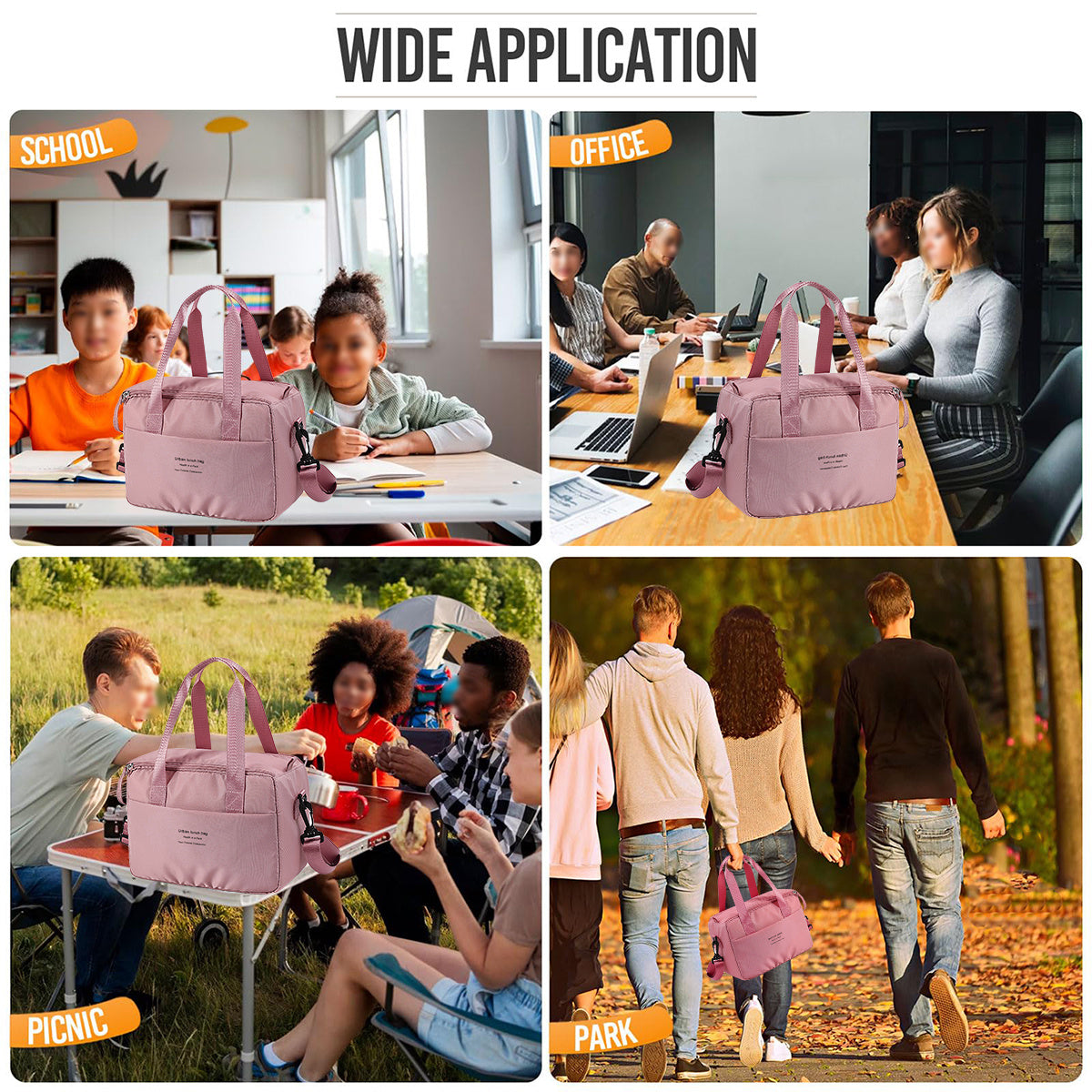 Insulated Lunch Bag Durable Oxford Cloth Portable Food Cooler for Camping Picnics