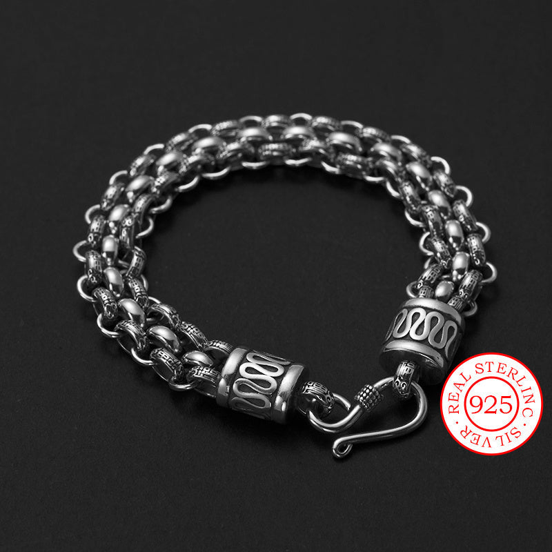 Стильный браслет из серебра 925 пробы с винтажным акцентом - идеальный подарок на день рождения для любого, регулируемый размер от 19,0 см до 21,01 см, прочный и легкий