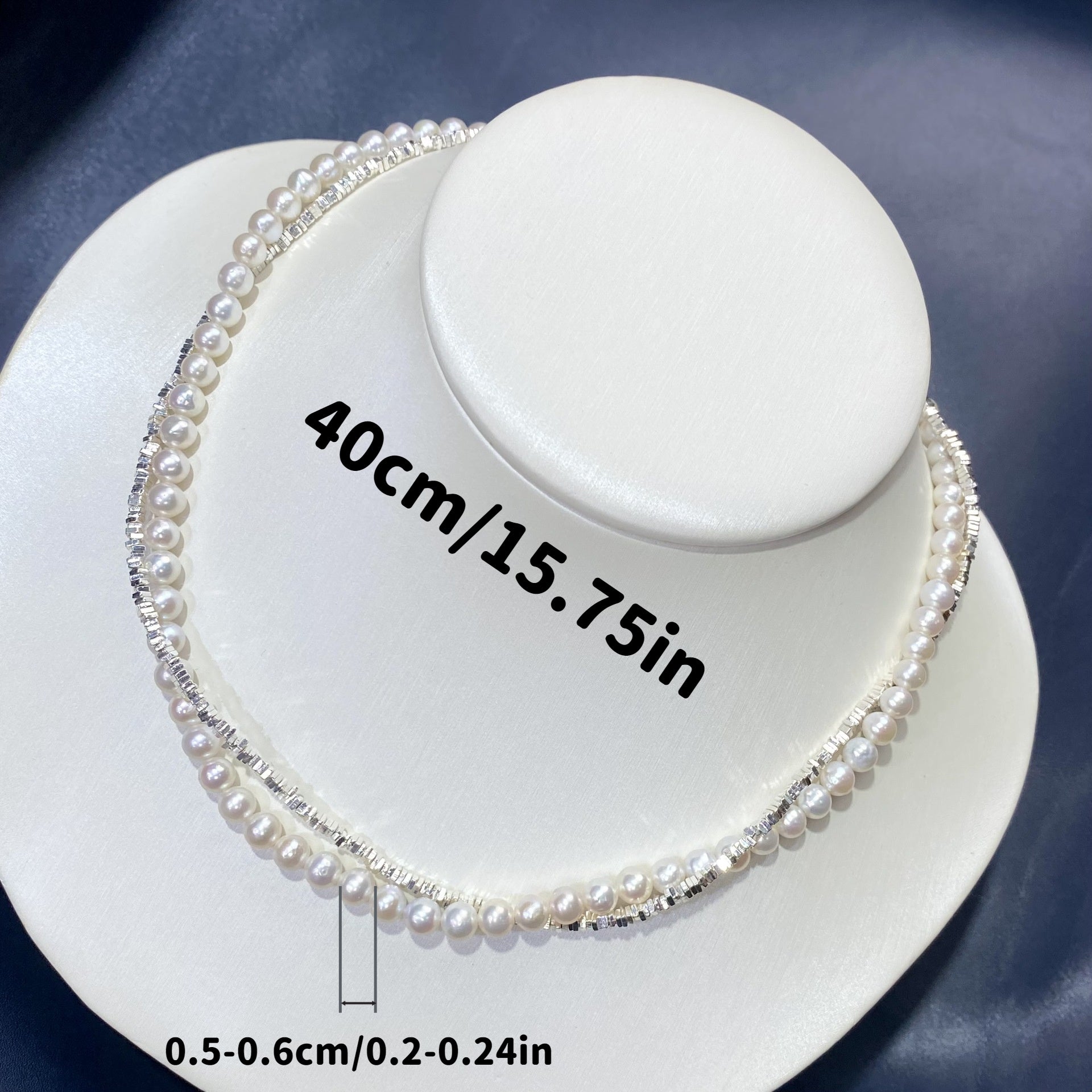 Freshwater Pearl Necklace Double Layered Silver Chain Elegant Jewelry for Women