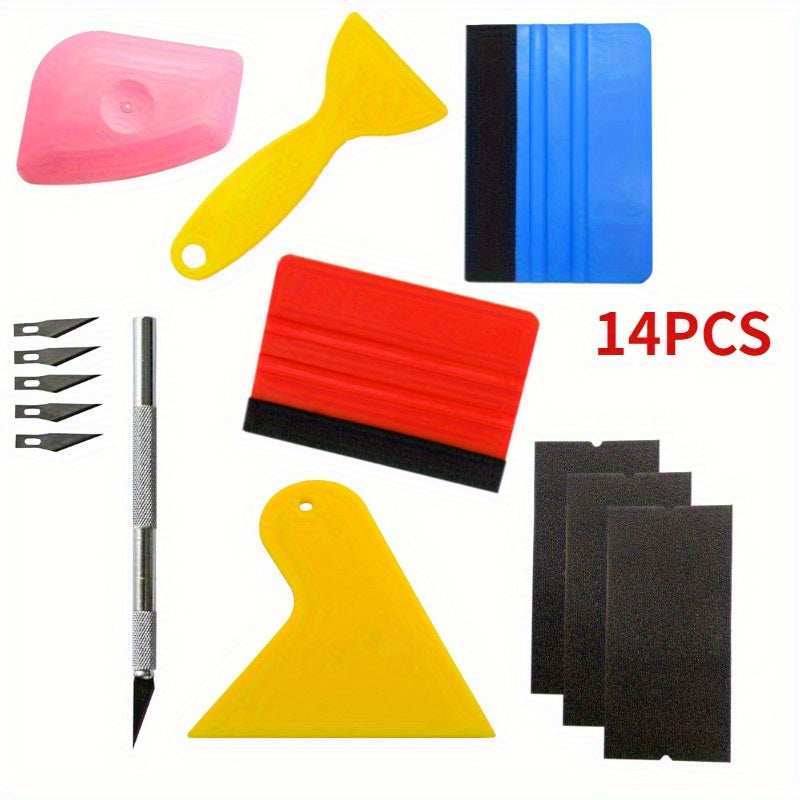 14pcs Car Wrapping Vinyl Tool Kit for Window Tinting with Squeegee Blades