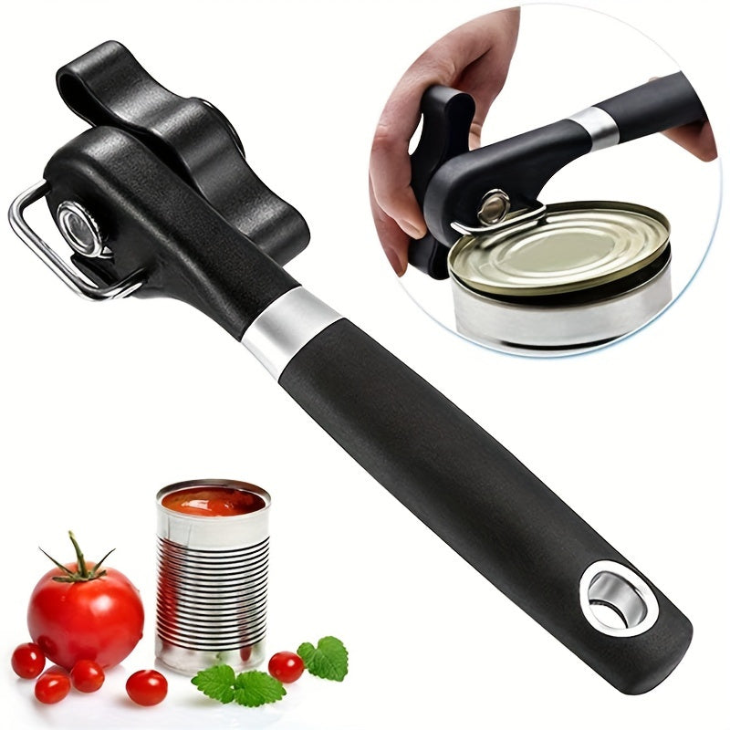 Stainless Steel Can Opener with Easy-Grip Handle for Kitchen and Restaurant Use