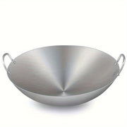 Stainless Steel Wok with Handles for Gas and Induction Cooktops Kitchen Utensil