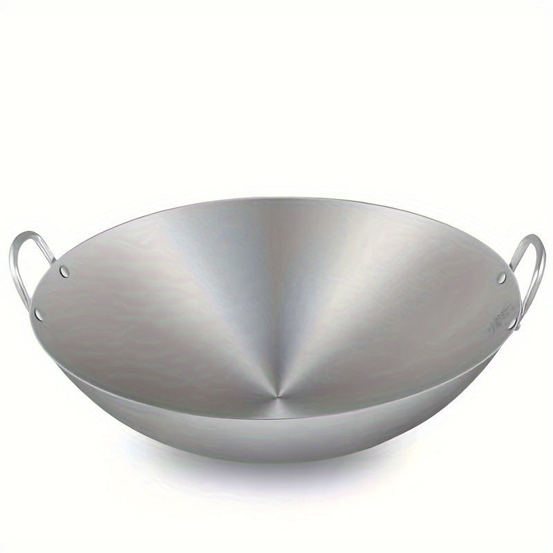 Stainless Steel Wok with Handles for Gas and Induction Cooktops Kitchen Utensil