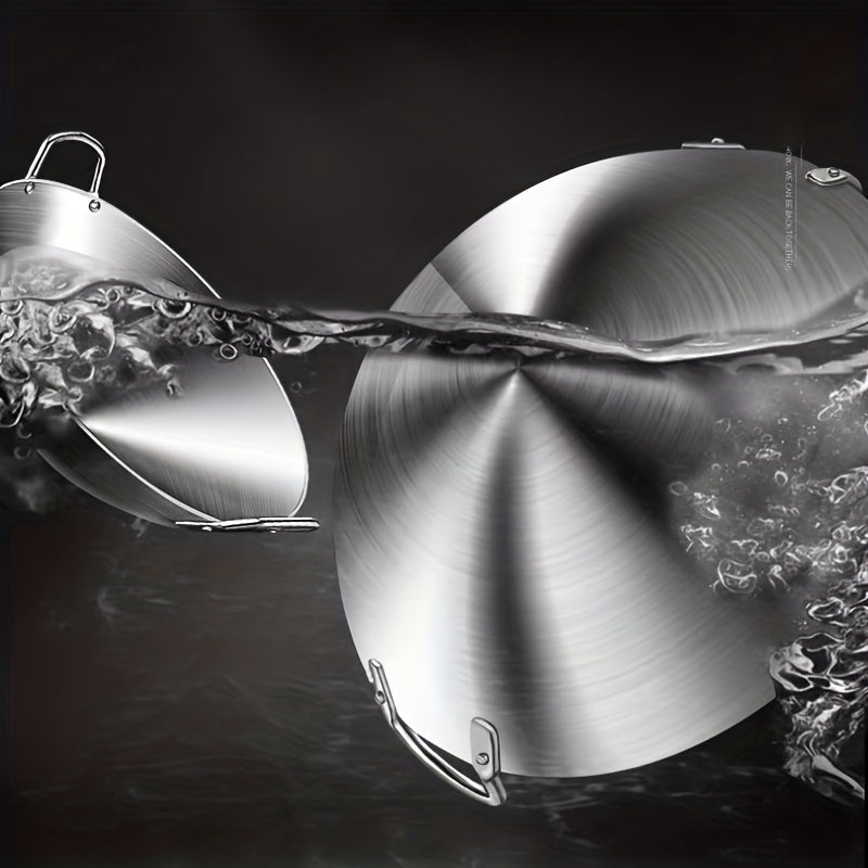 Stainless Steel Wok with Handles for Gas and Induction Cooktops Kitchen Utensil