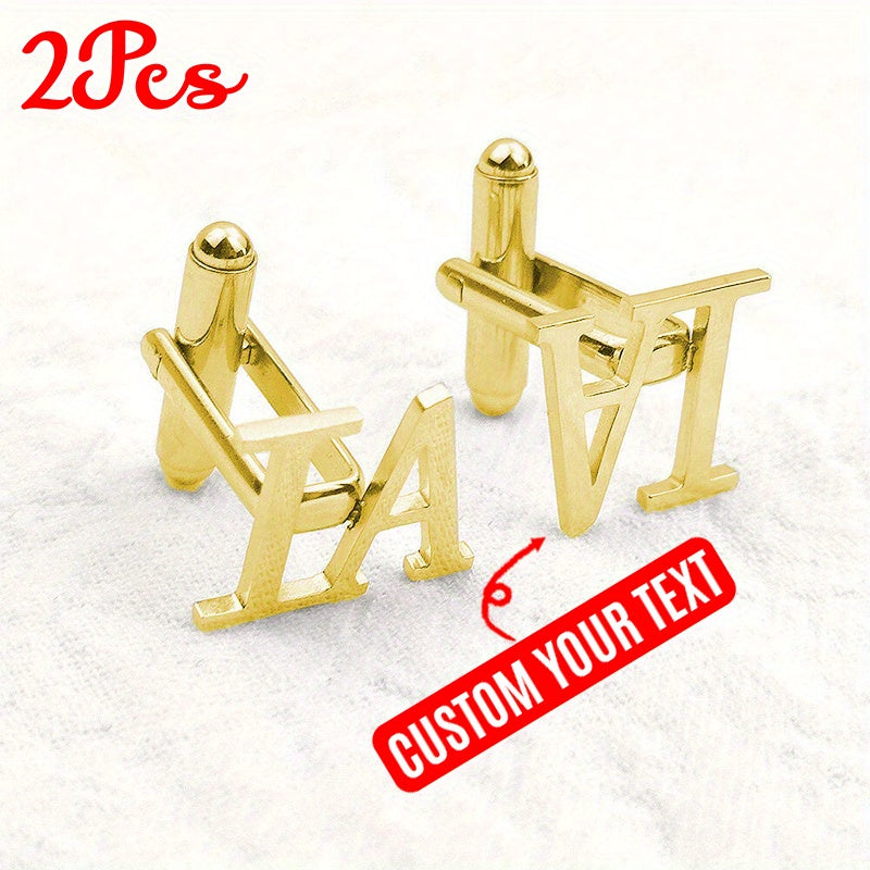 Personalized Stainless Steel Cufflinks with Name and Logo for Men and Grooms