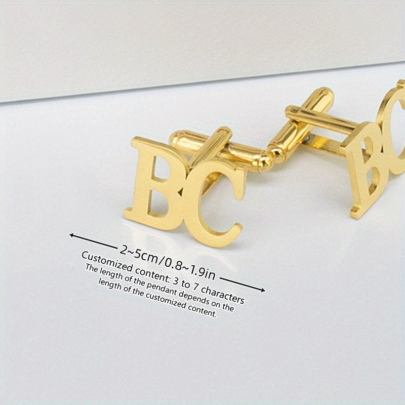 Set of 2 Personalized Stainless Steel Cufflinks for Wedding Groomsmen and Bridegroom