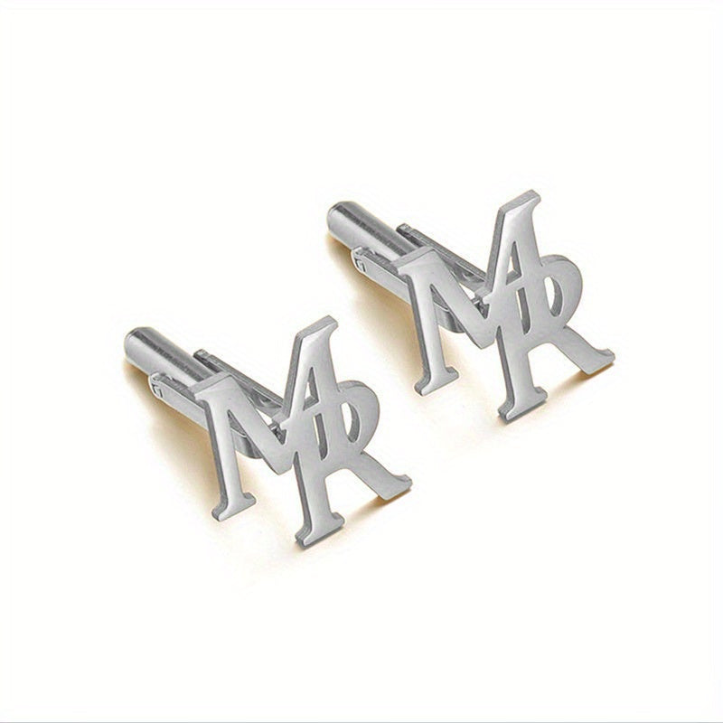 Набор из 2 персонализированных начальных запонок и брошей для женщин, аксессуары из нержавеющей стали