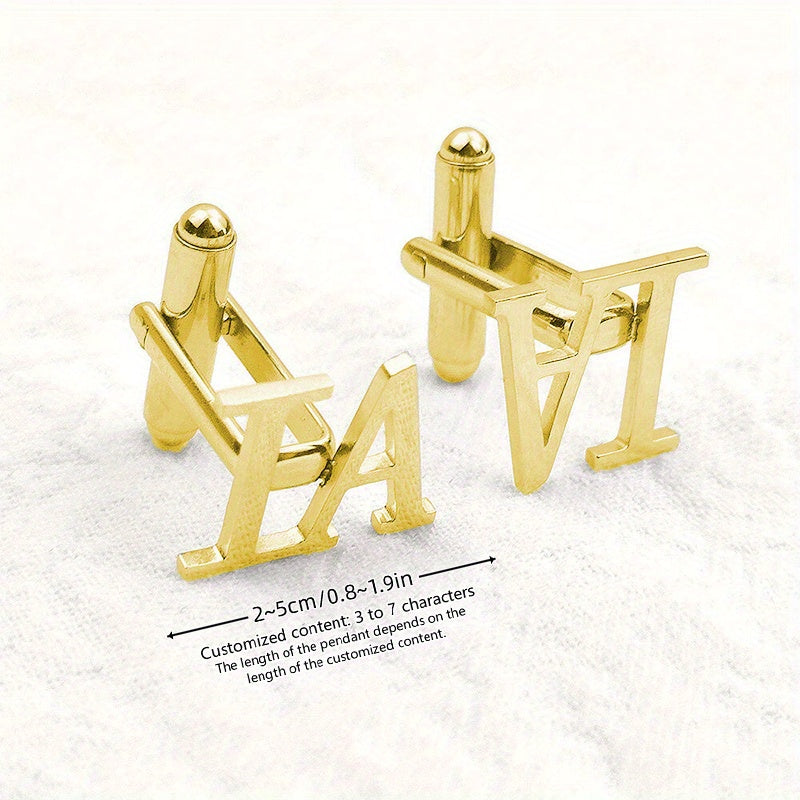 Personalized Stainless Steel Cufflinks with Name and Logo for Men and Grooms
