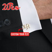 Personalized Engraved Name Logo Cufflinks Set for Men Wedding Groomsmen Father Gift