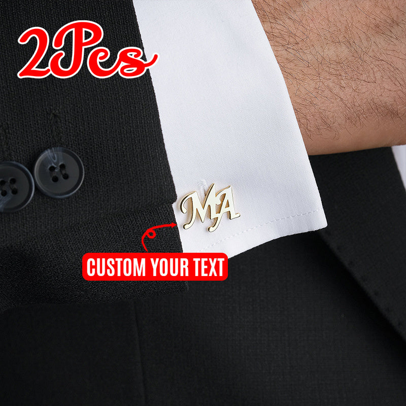 Personalized Engraved Name Logo Cufflinks Set for Men Wedding Groomsmen Father Gift