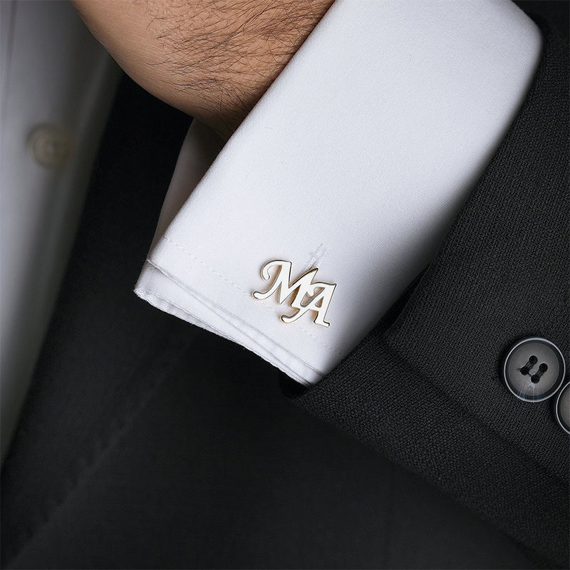 Personalized Engraved Name Logo Cufflinks Set for Men Wedding Groomsmen Father Gift